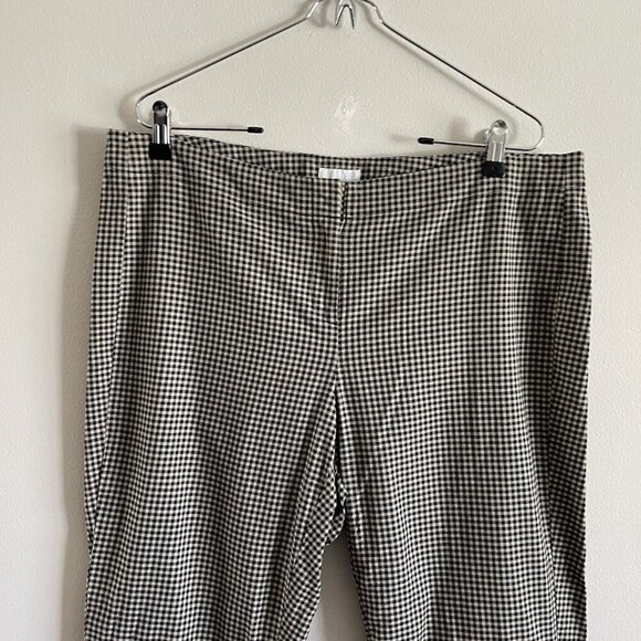 J.Jill Women 14 Black Tan Gingham Check Cotton Blend Stretch Mid-Rise Ankle Pant - Picture 4 of 11